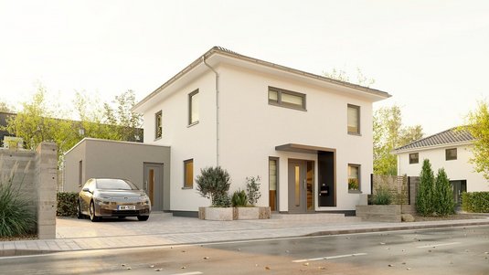 Ext_Stadthaus_Flair_124_Kubus_Putz_Vordach_StreetView02